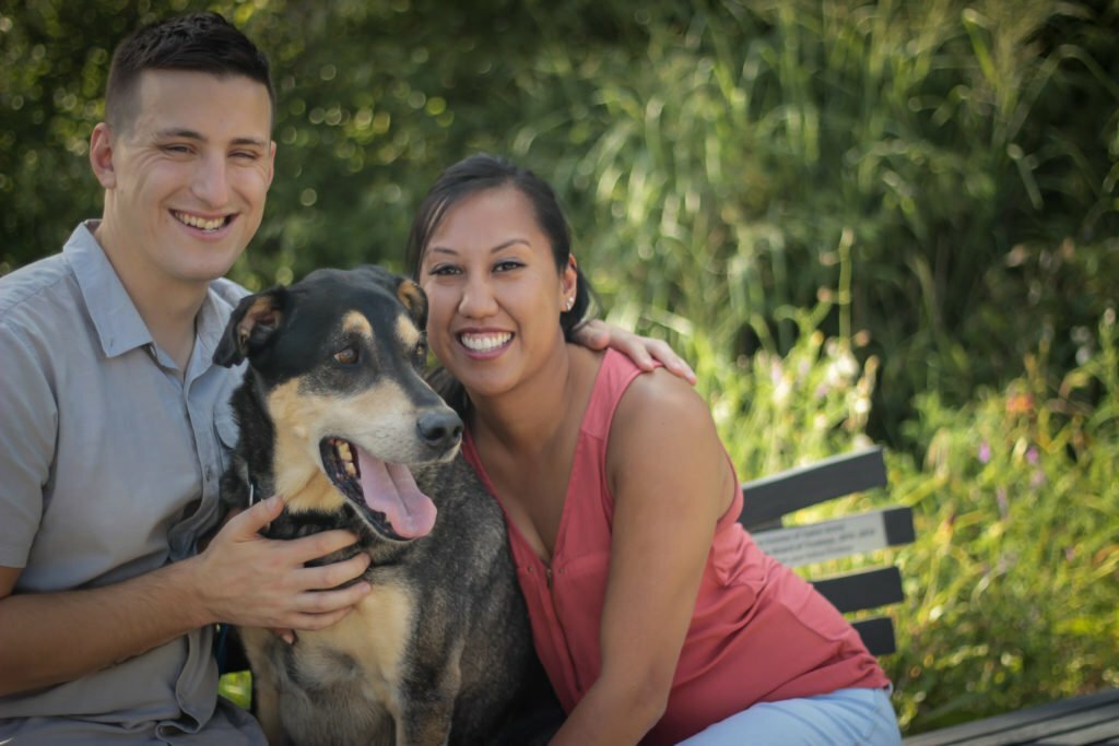 Marivic with her husband and dog