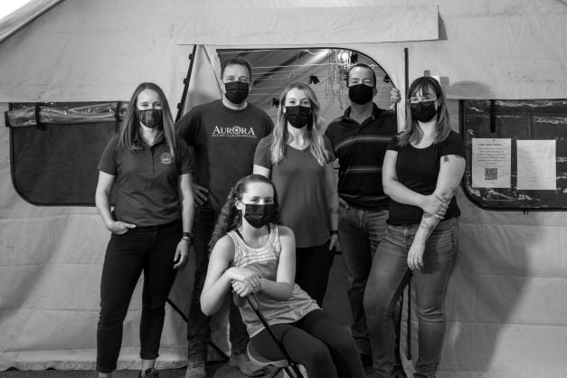 wildfire camp staff group shot and Dr. Stephen Karpuk, photo credit Peter Olsen