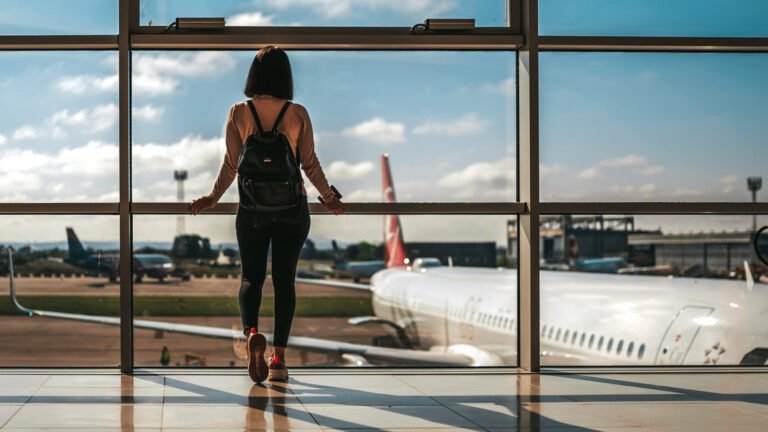 Woman waiting in airport